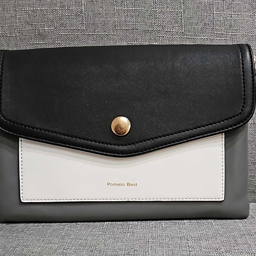 Pomelo Black and White & Grey Women's Clutch Bag.